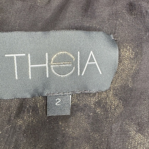 Theia Pewter & Gold Floral Jacquard Party Dress Size 2.   #84 - Picture 12 of 12